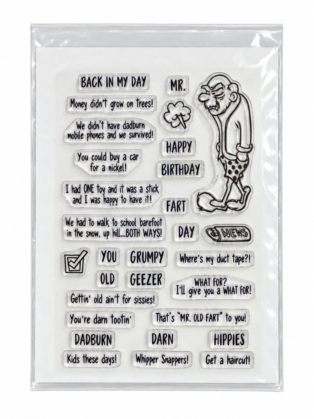 Whimsy Stamps Old Geezer Clear Stamp Set Funny Birthday Adult Humor